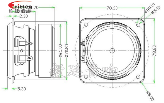 25W全頻多媒體音箱喇叭成品圖 78mm20w全頻內(nèi)磁喇叭成品圖