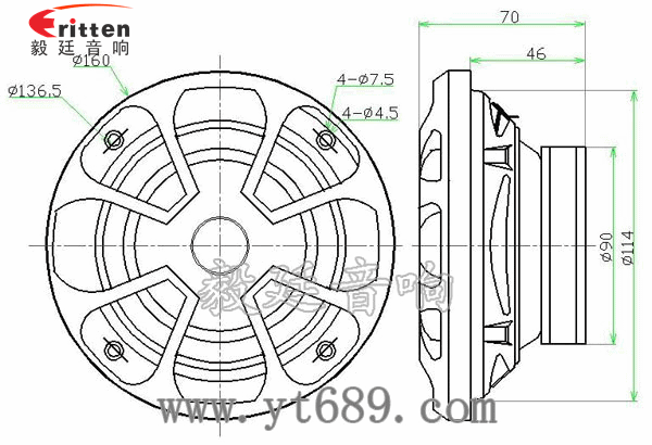 5.25寸25芯40瓦全頻喇叭成品圖