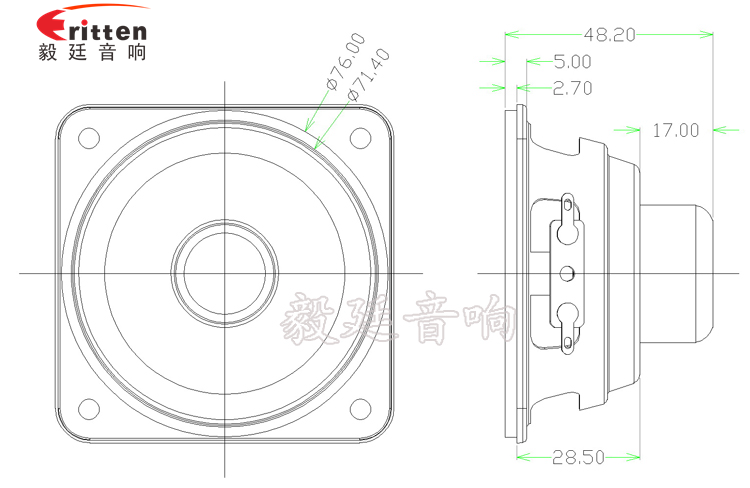 10W4Ω79mm藍(lán)牙音箱喇叭成品圖