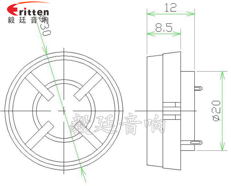 1.2寸3W多媒體高音喇叭成品圖