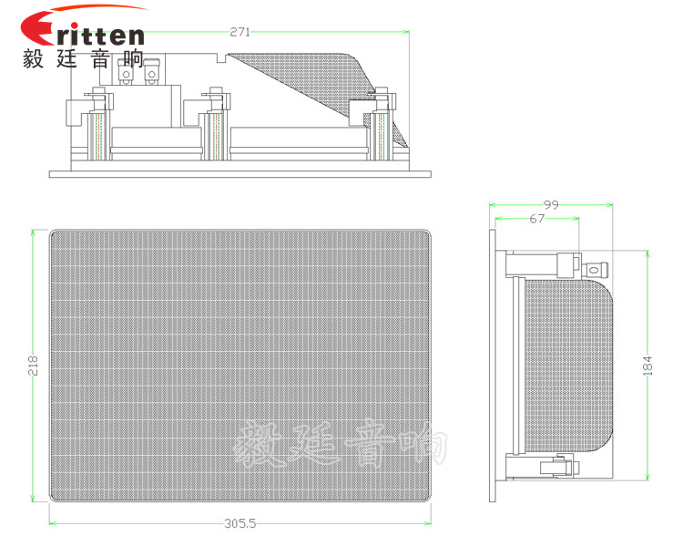 6.5寸40瓦墻壁喇叭成品圖帶網(wǎng)罩